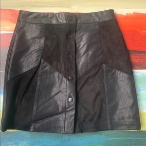 Forever 21 Black Button Up Leather Mini Skirt